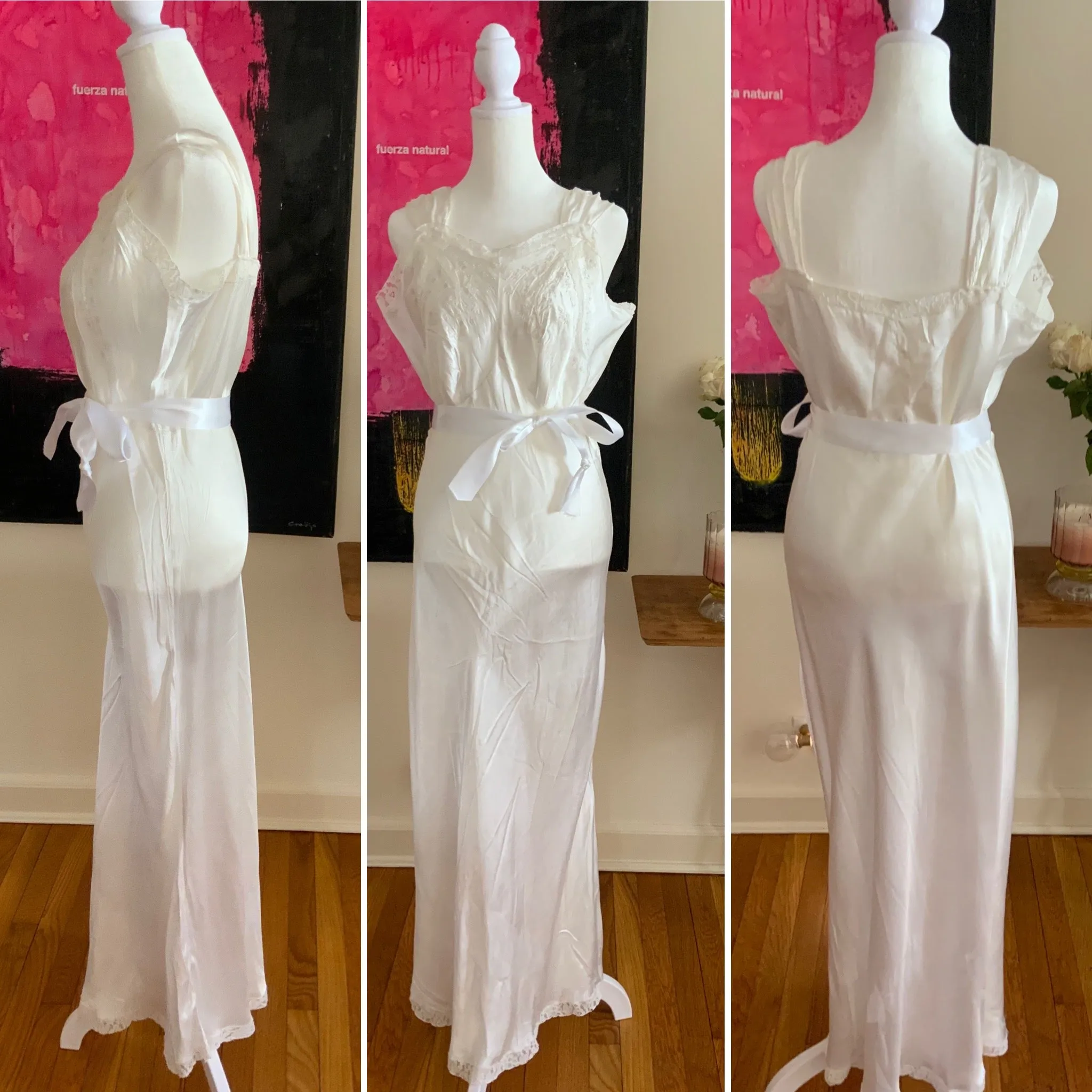 Satin Bridal Nightgown - 50s - 50H
