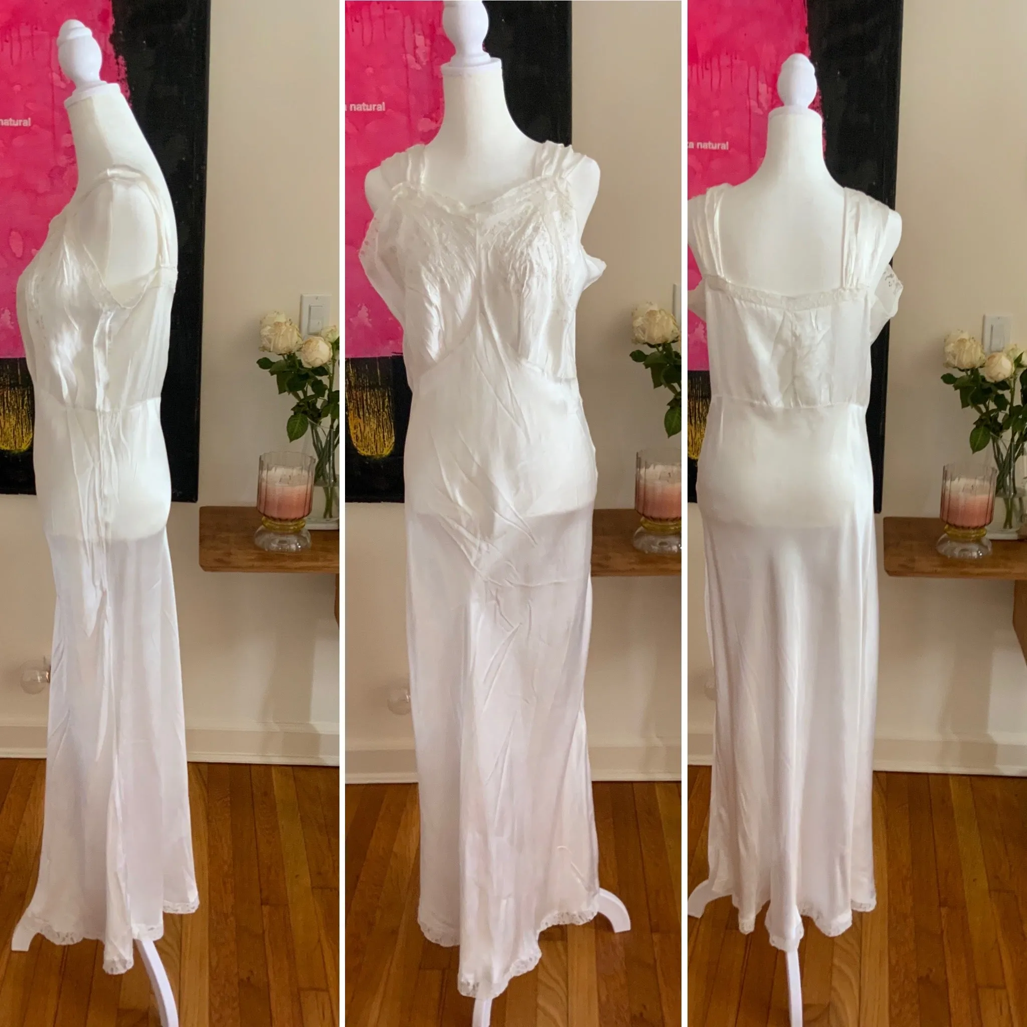 Satin Bridal Nightgown - 50s - 50H