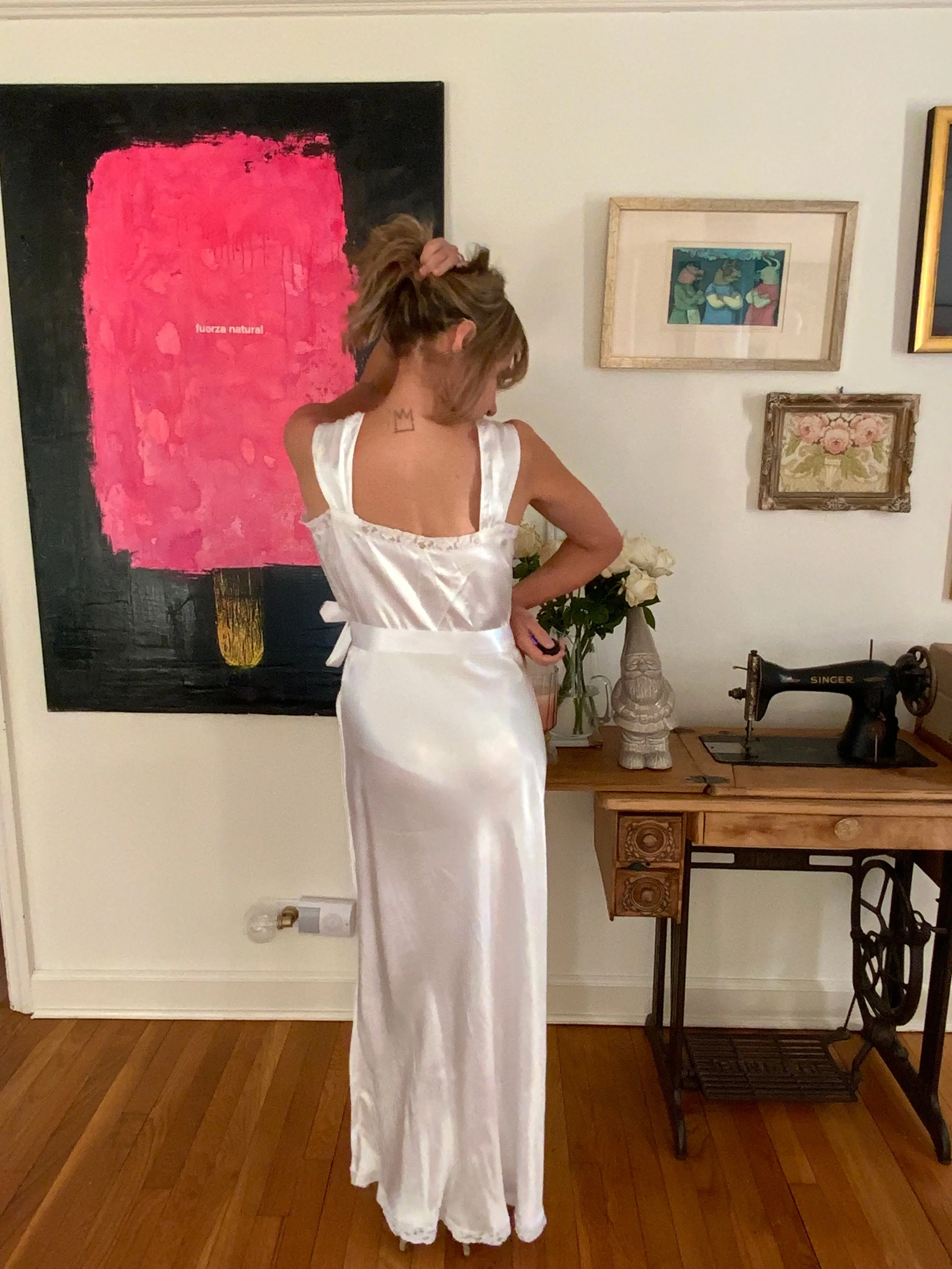 Satin Bridal Nightgown - 50s - 50H