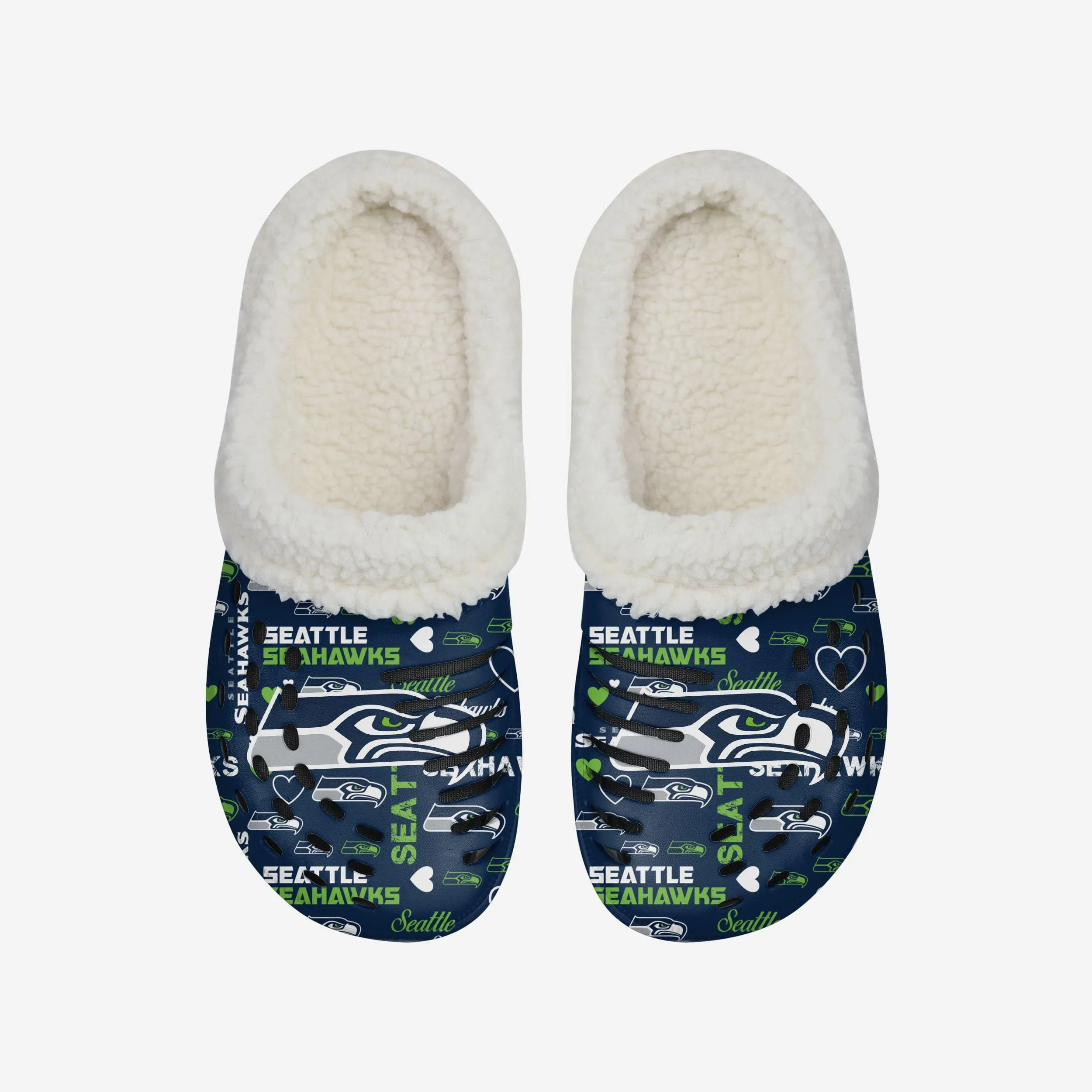 Seattle Seahawks Womens Sherpa Lined Logo Love Clog