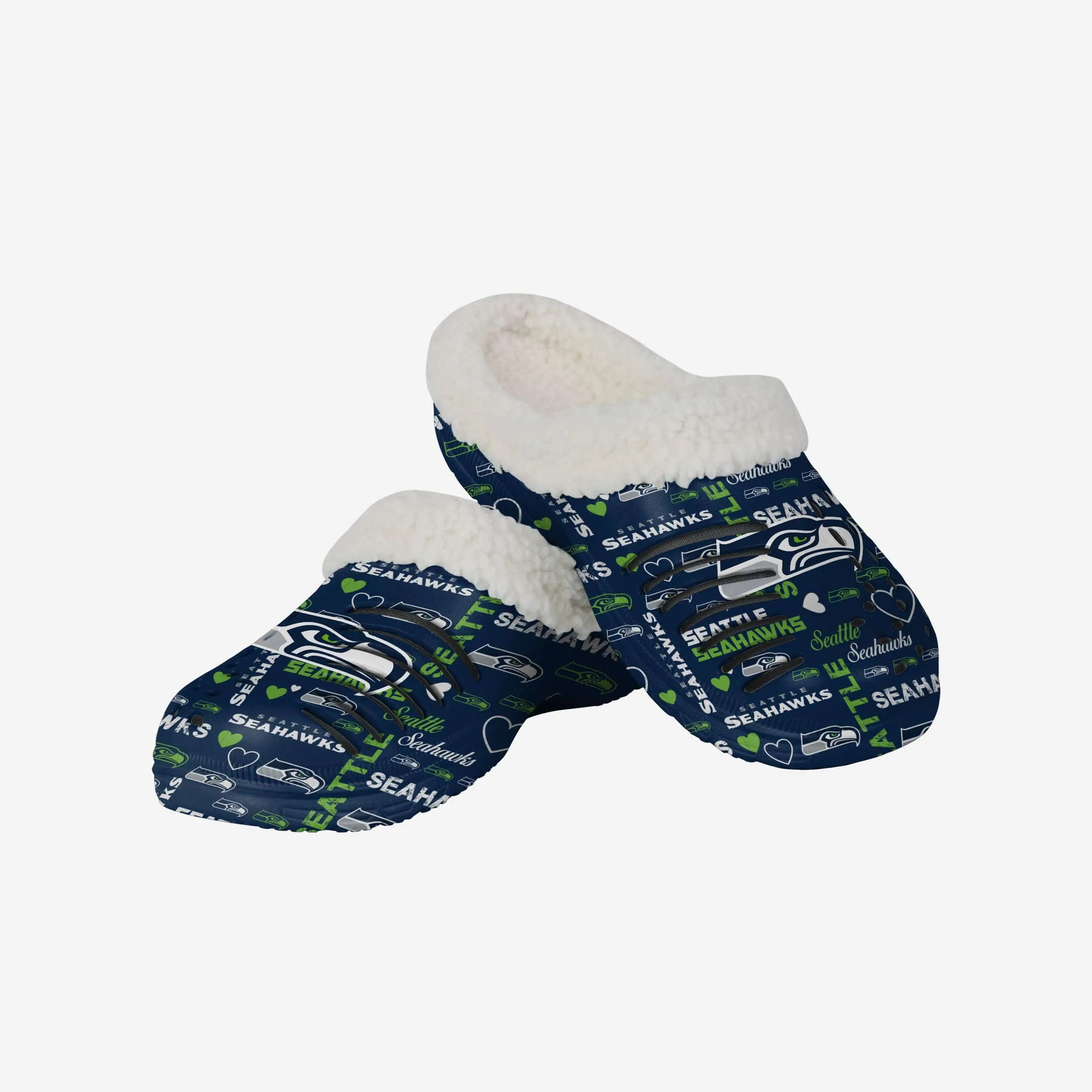 Seattle Seahawks Womens Sherpa Lined Logo Love Clog
