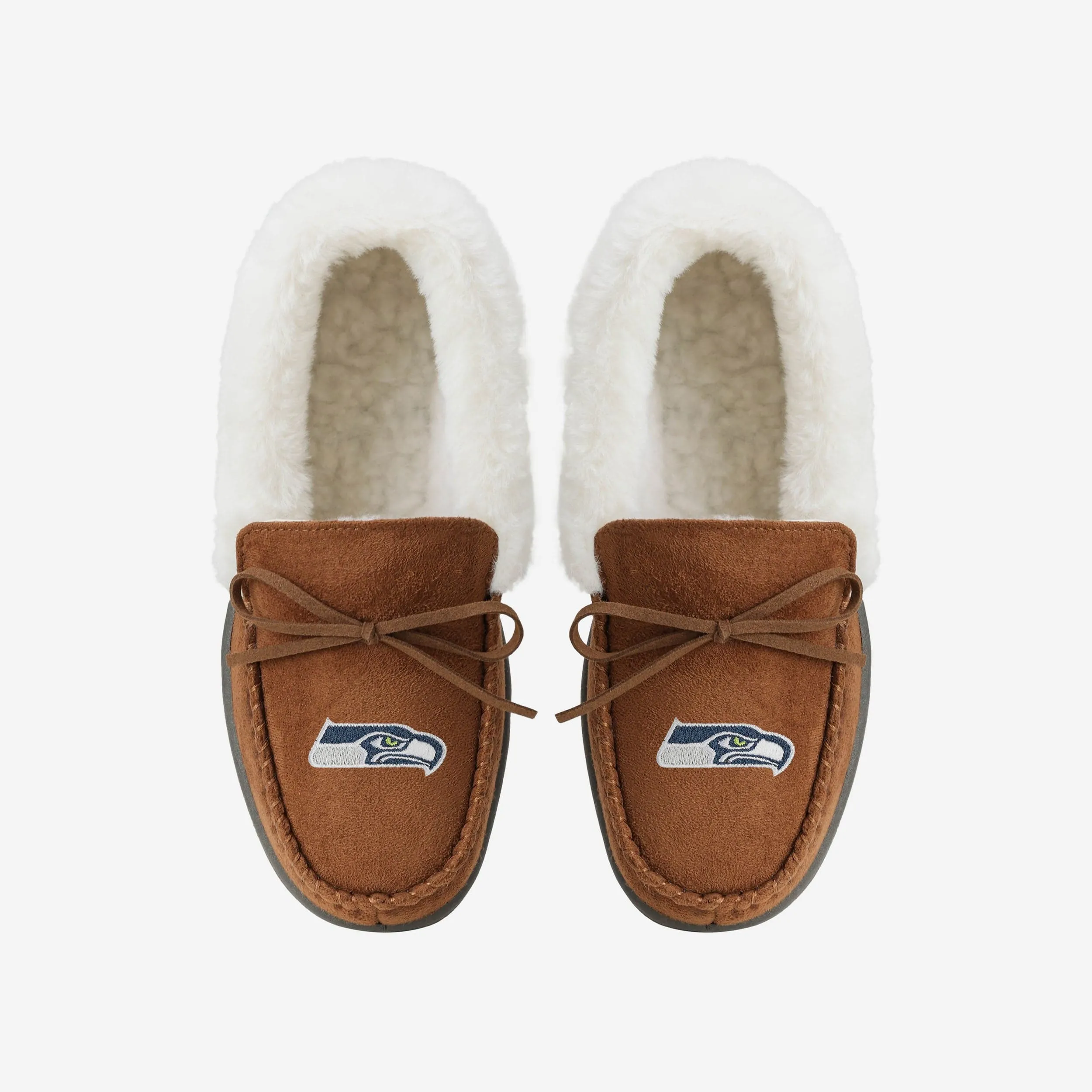 Seattle Seahawks Womens Tan Moccasin Slipper