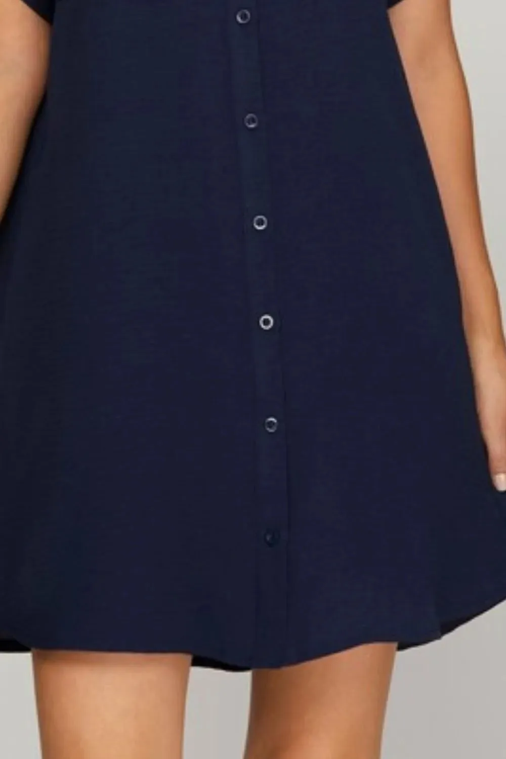 She   Sky Full Size Button Down Short Sleeve Woven Shirt Dress Plus Size