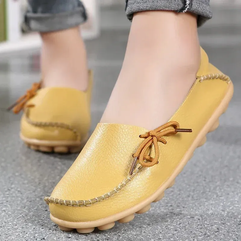 Shoes for Women Moccasins Flats  Woman Loafers Genuine Leather Female Shoes Slip On Ballet Nurse Women's Shoes