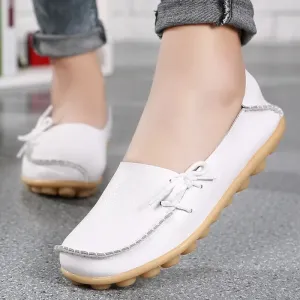Shoes for Women Moccasins Flats  Woman Loafers Genuine Leather Female Shoes Slip On Ballet Nurse Women's Shoes