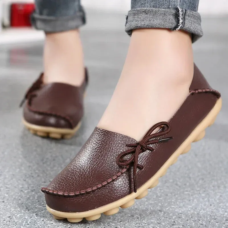 Shoes Women Moccasins Flats  Woman Loafers Genuine Leather Female Shoes Slip On Ballet Nurse
