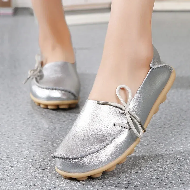 Shoes Women Moccasins Flats  Woman Loafers Genuine Leather Female Shoes Slip On Ballet Nurse