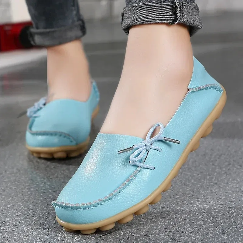 Shoes Women Moccasins Flats  Woman Loafers Genuine Leather Female Shoes Slip On Ballet Nurse