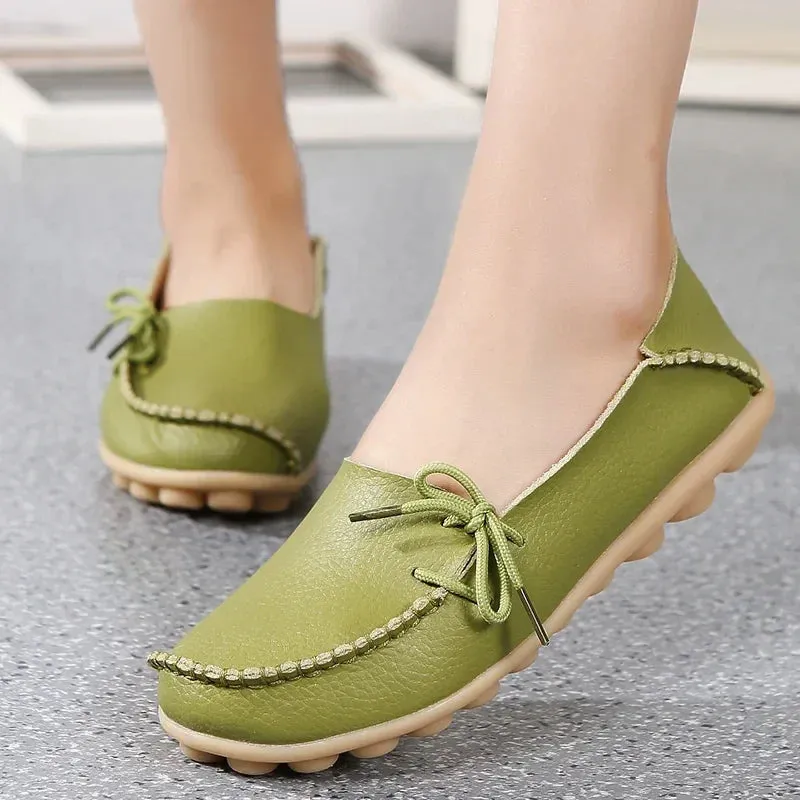 Shoes Women Moccasins Flats  Woman Loafers Genuine Leather Female Shoes Slip On Ballet Nurse