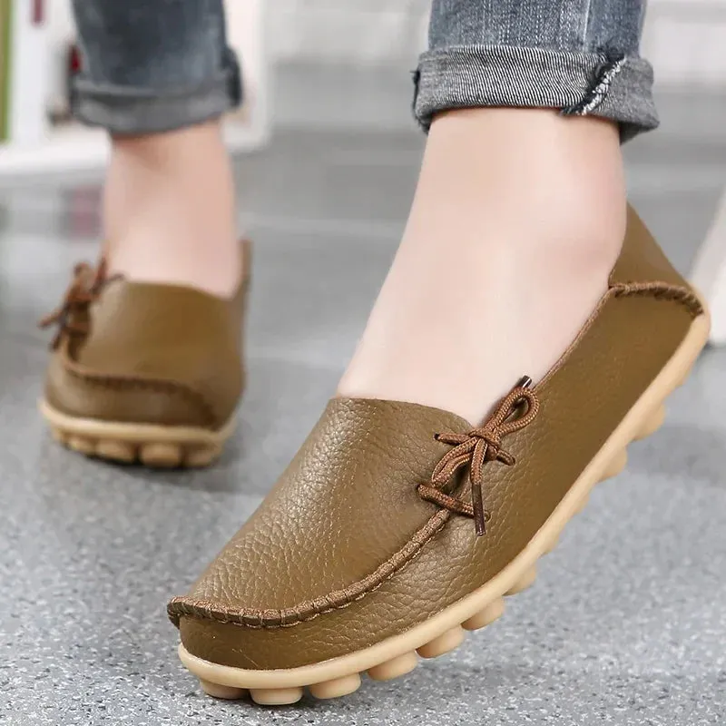 Shoes Women Moccasins Flats  Woman Loafers Genuine Leather Female Shoes Slip On Ballet Nurse