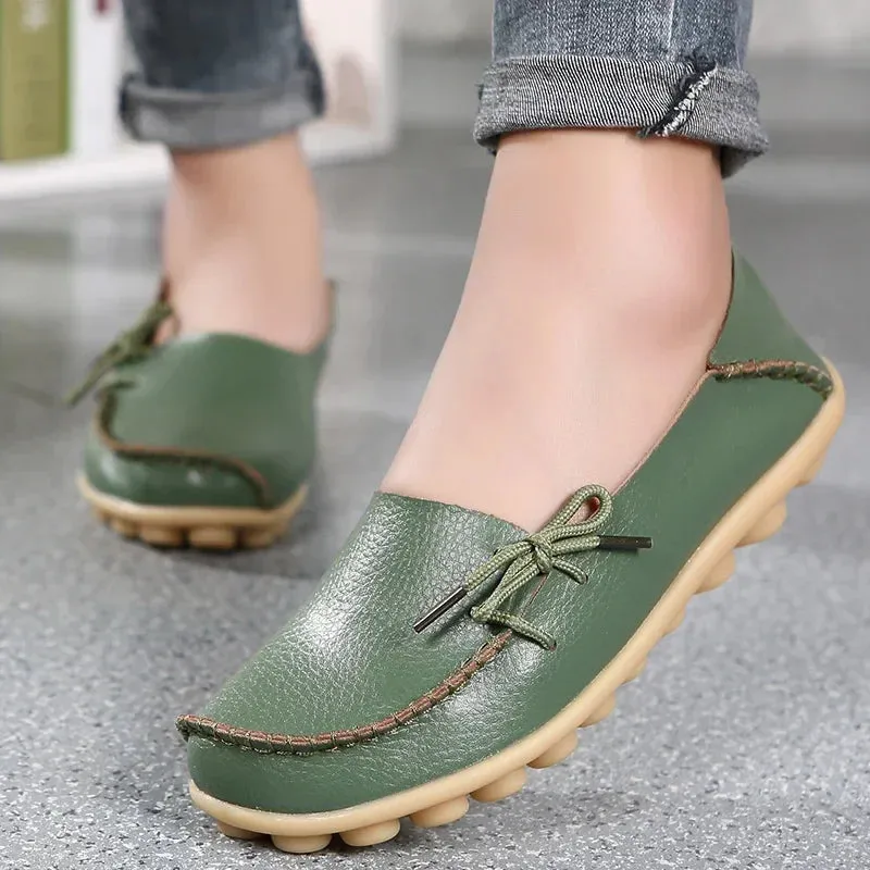 Shoes Women Moccasins Flats  Woman Loafers Genuine Leather Female Shoes Slip On Ballet Nurse