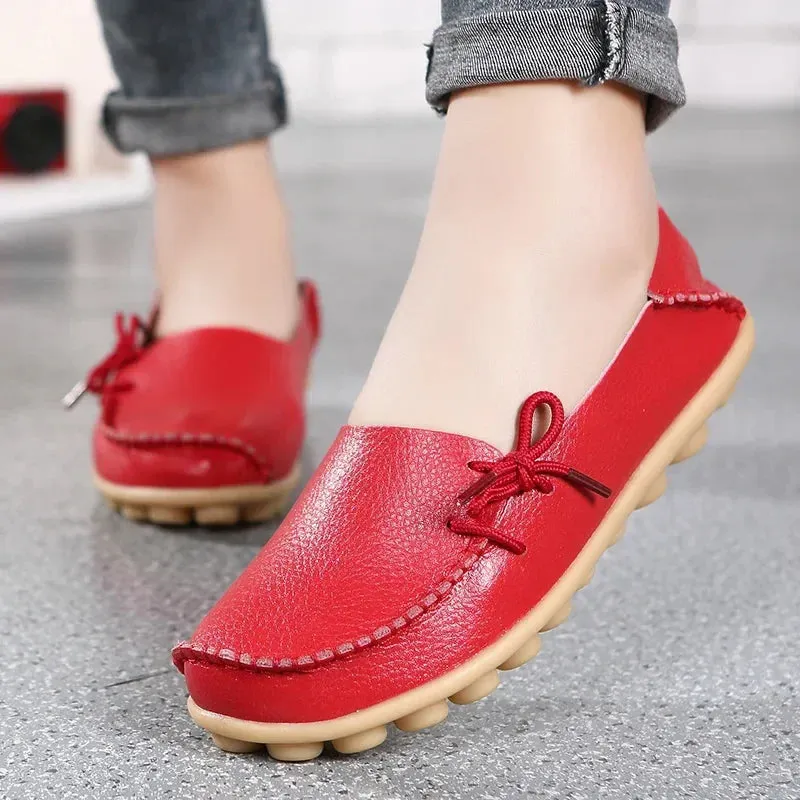 Shoes Women Moccasins Flats  Woman Loafers Genuine Leather Female Shoes Slip On Ballet Nurse