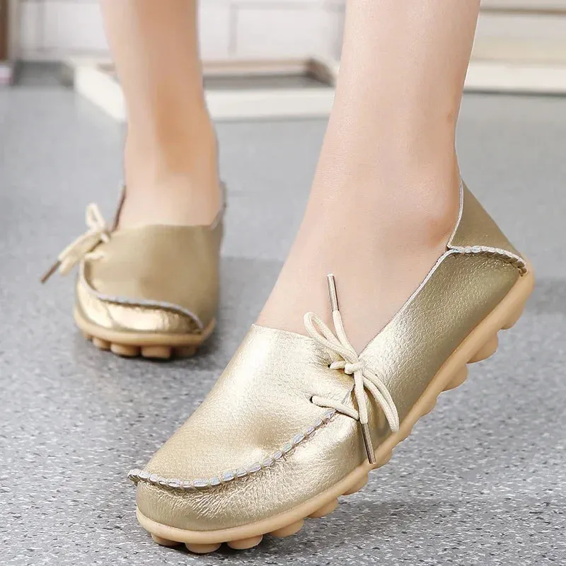 Shoes Women Moccasins Flats  Woman Loafers Genuine Leather Female Shoes Slip On Ballet Nurse