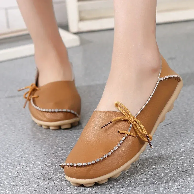 Shoes Women Moccasins Flats  Woman Loafers Genuine Leather Female Shoes Slip On Ballet Nurse