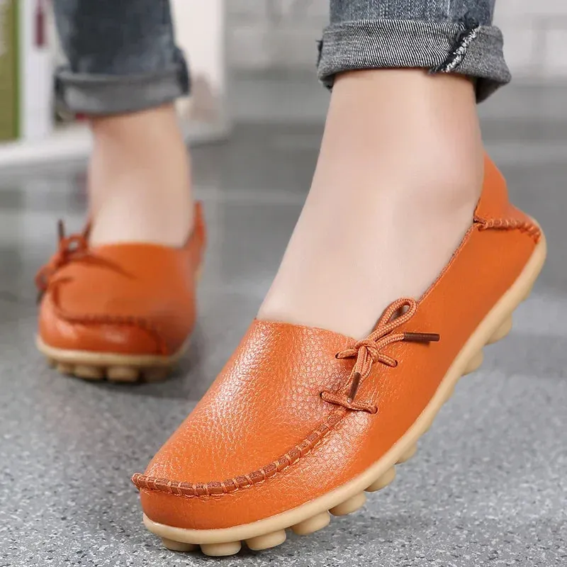 Shoes Women Moccasins Flats  Woman Loafers Genuine Leather Female Shoes Slip On Ballet Nurse