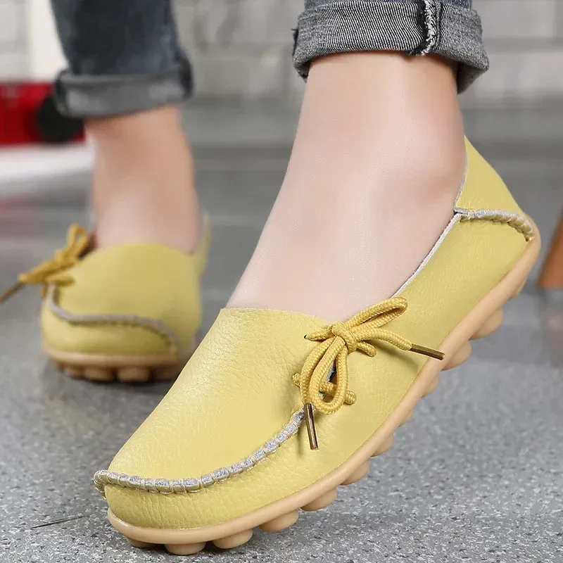 Shoes Women Moccasins Flats  Woman Loafers Genuine Leather Female Shoes Slip On Ballet Nurse