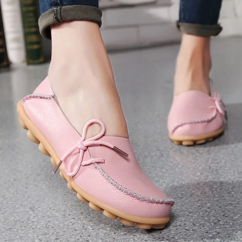 Shoes Women Moccasins Flats  Woman Loafers Genuine Leather Female Shoes Slip On Ballet Nurse