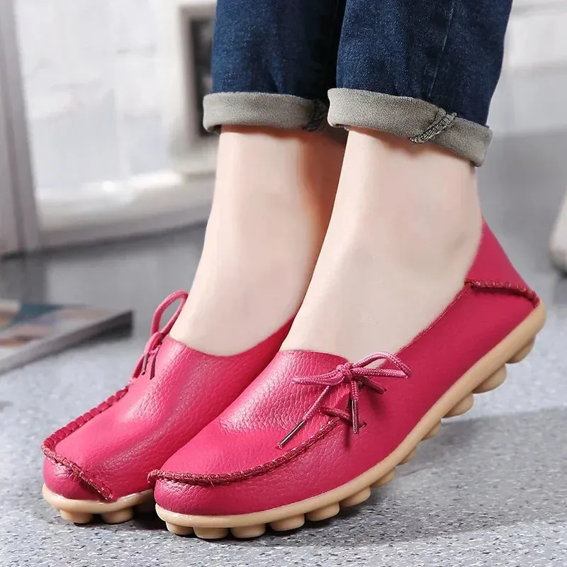 Shoes Women Moccasins Flats  Woman Loafers Genuine Leather Female Shoes Slip On Ballet Nurse
