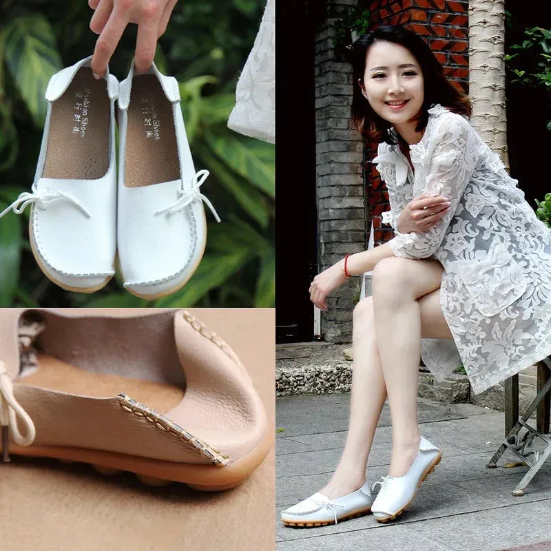 Shoes Women Moccasins Flats  Woman Loafers Genuine Leather Female Shoes Slip On Ballet Nurse