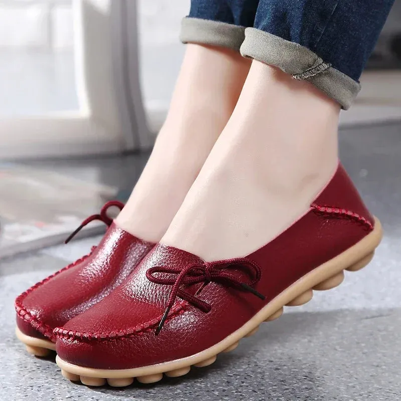 Shoes Women Moccasins Flats  Woman Loafers Genuine Leather Female Shoes Slip On Ballet Nurse