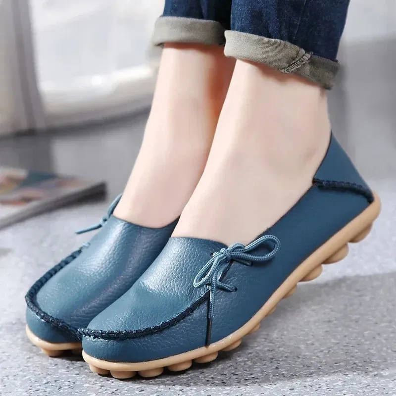 Shoes Women Moccasins Flats  Woman Loafers Genuine Leather Female Shoes Slip On Ballet Nurse