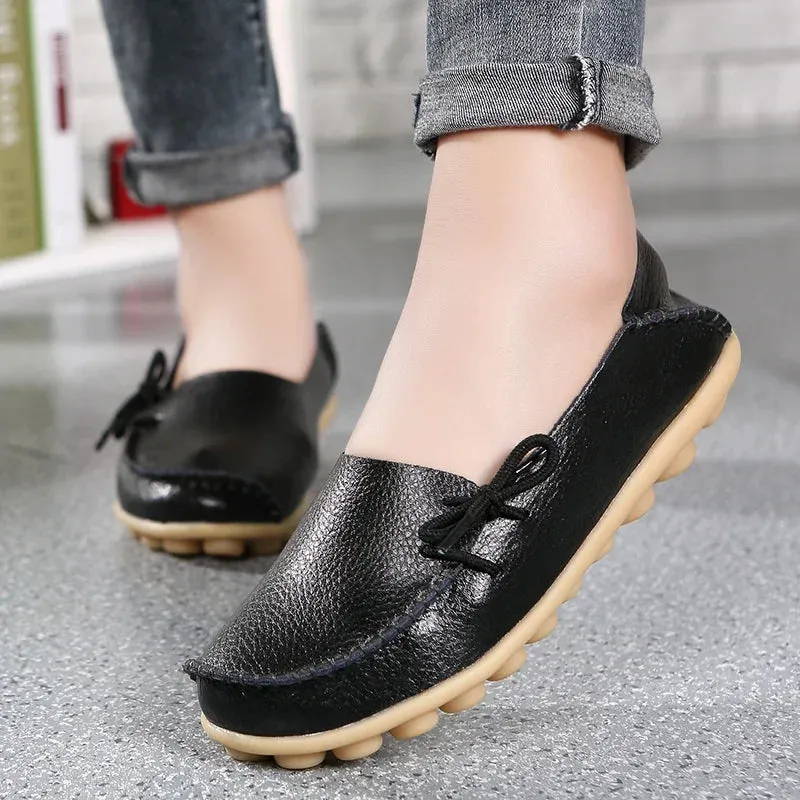 Shoes Women Moccasins Flats  Woman Loafers Genuine Leather Female Shoes Slip On Ballet Nurse