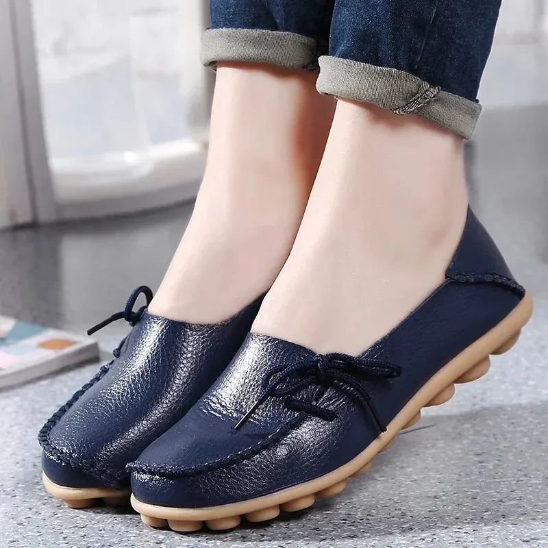 Shoes Women Moccasins Flats  Woman Loafers Genuine Leather Female Shoes Slip On Ballet Nurse