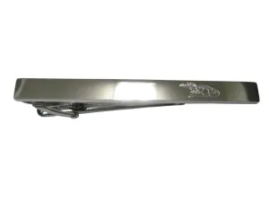 Silver Toned Etched Sleek Detailed Alligator Tie Clip