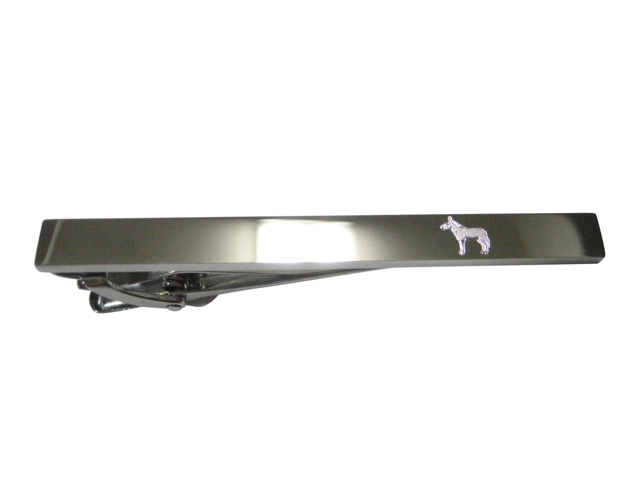Silver Toned Etched Sleek Donkey Tie Clip