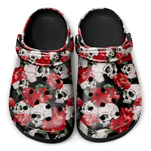 Skull & Rose Clogs – Tattoo-Inspired Stylish Slip-On Footwear