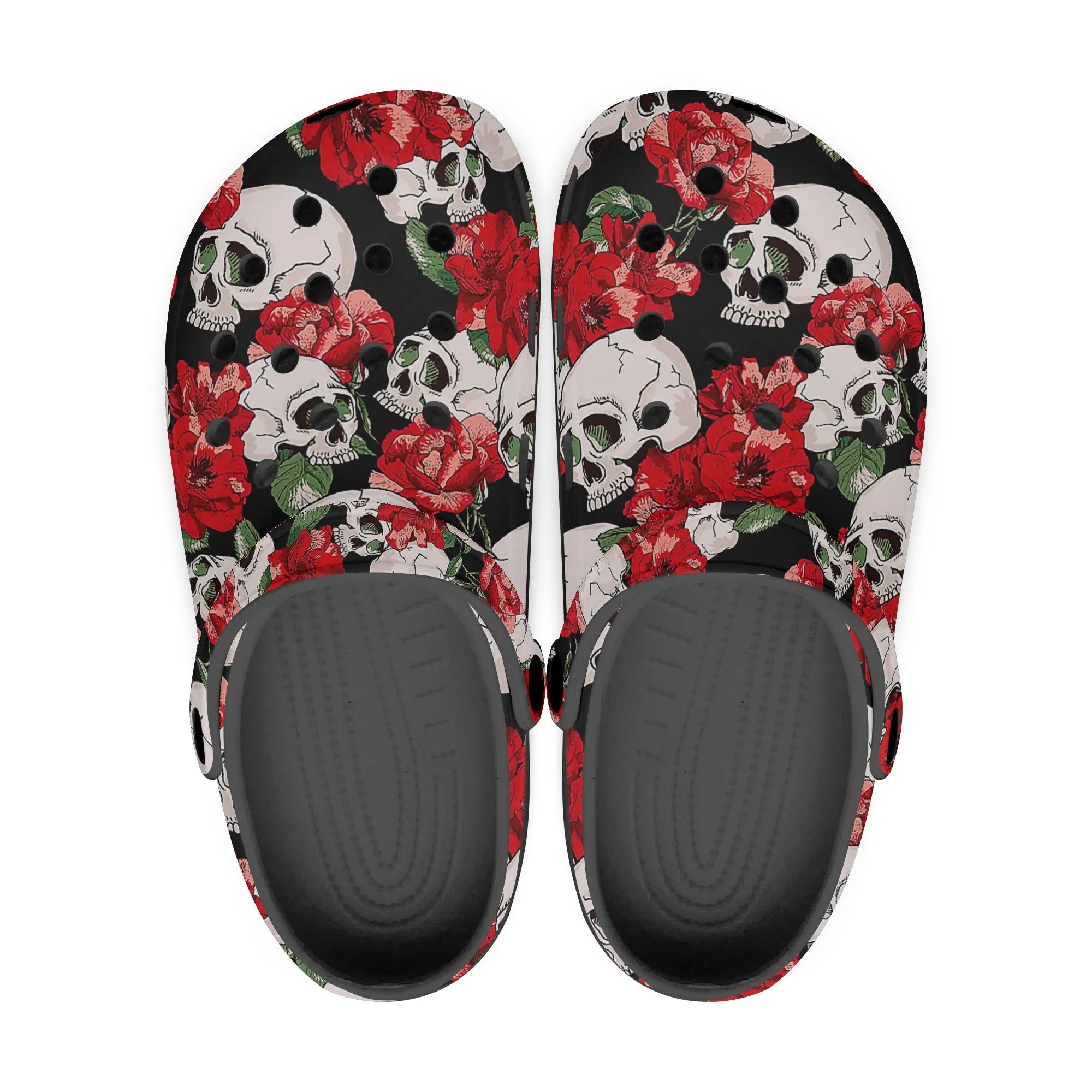 Skull & Rose Clogs – Tattoo-Inspired Stylish Slip-On Footwear