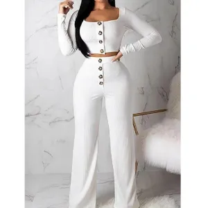 Sophisticated Ribbed Long-Sleeve Cardigan and High-Waist Pants Set