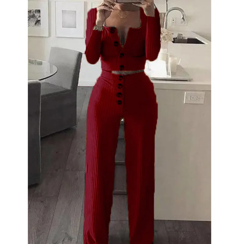 Sophisticated Ribbed Long-Sleeve Cardigan and High-Waist Pants Set