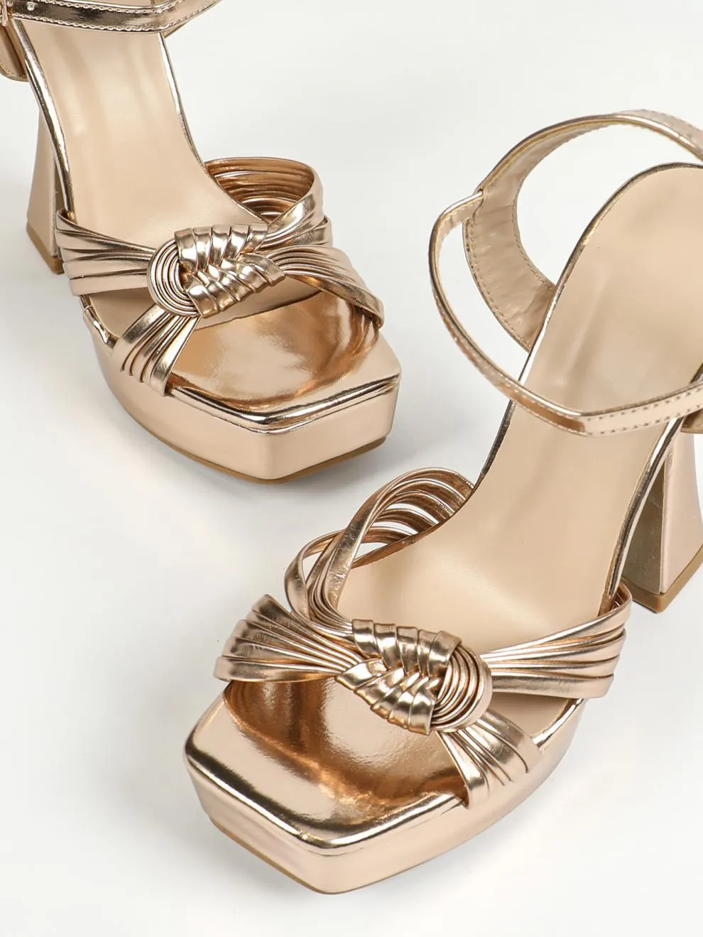 Square Toe Anti-Woven Design Thick High Heel