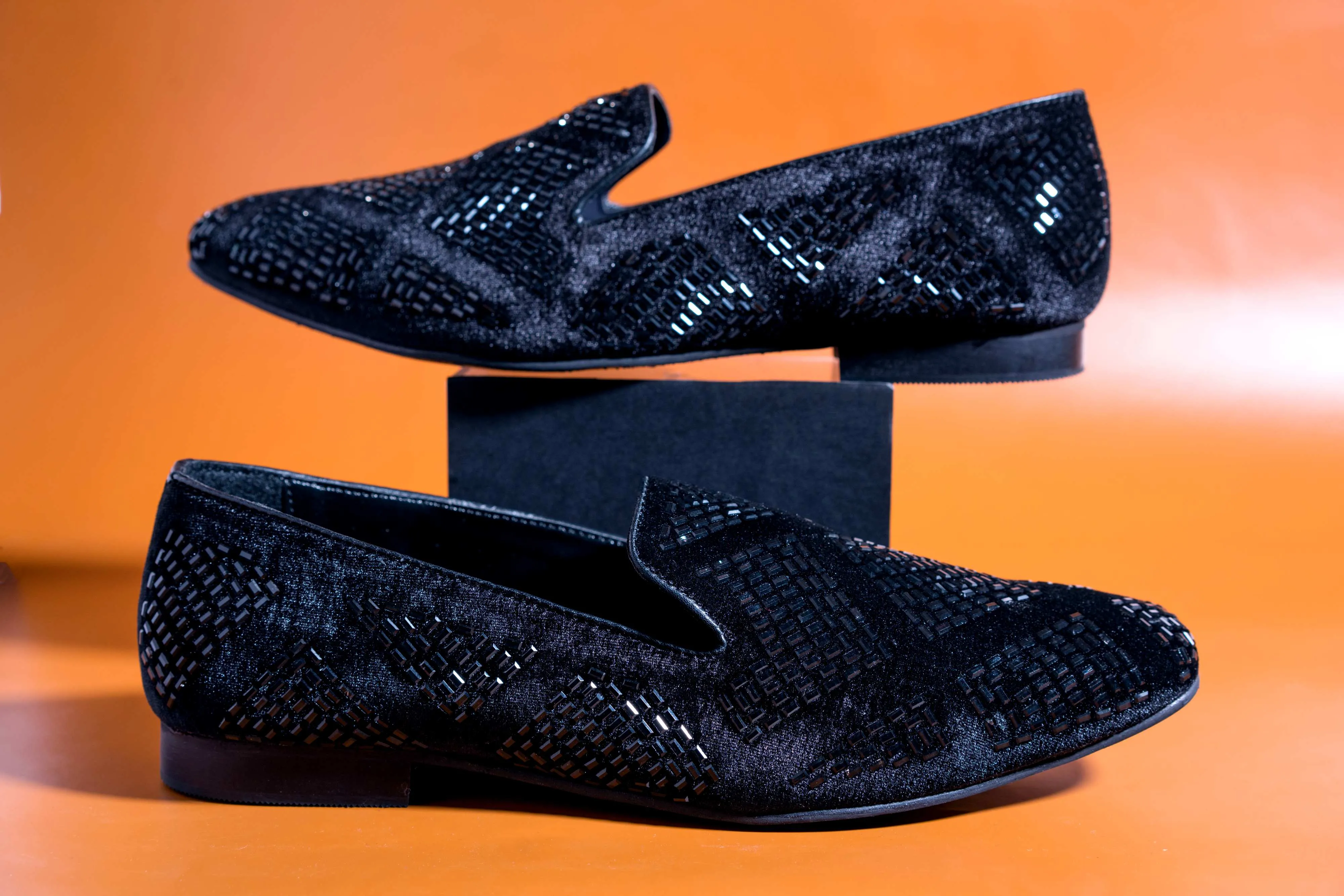 Stylish Black Studded Moccasins Men's Fashion Wedding Rivet Leather High Quality Slip On Flat Loafer-Jonas Paramount
