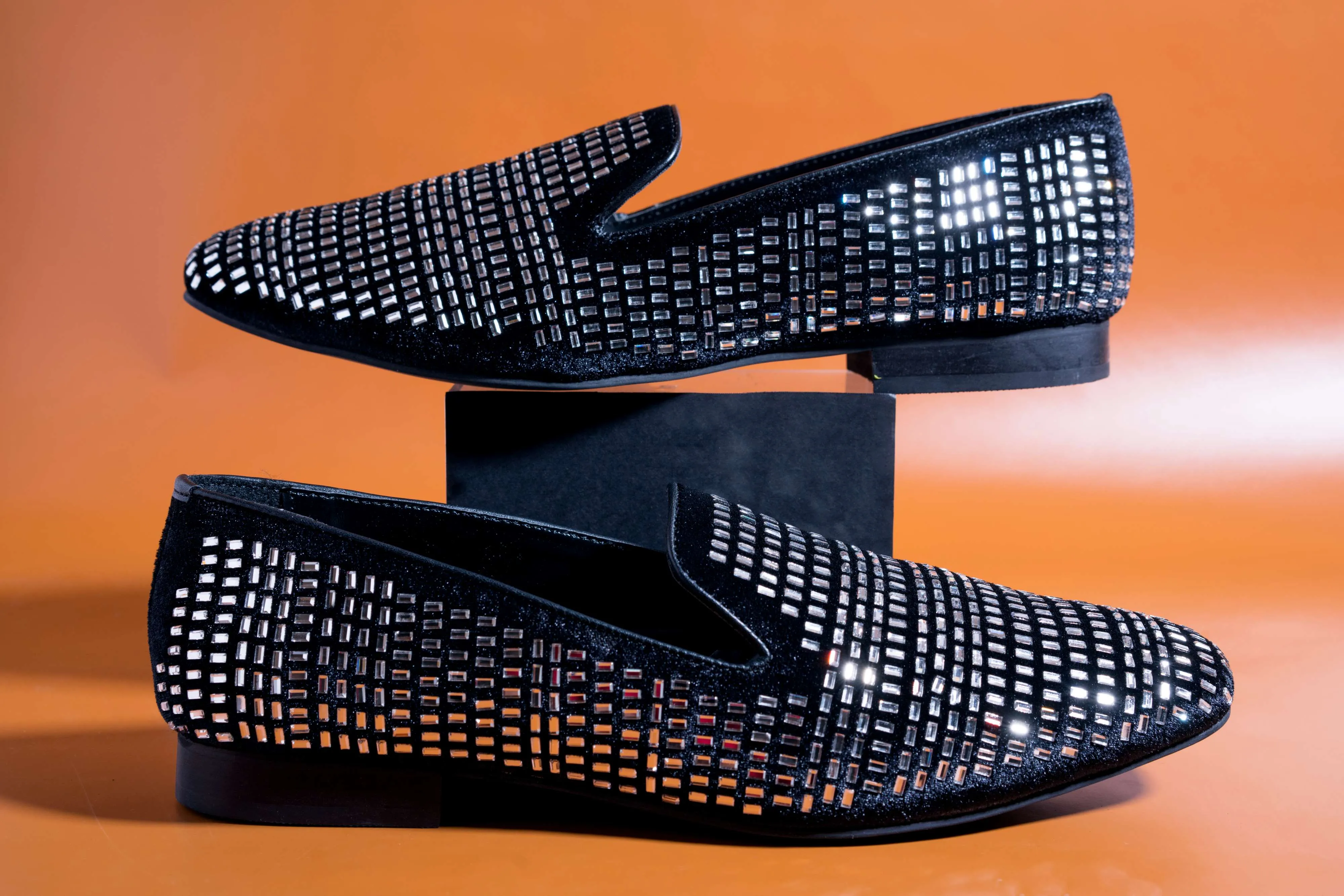 Stylish Men's Fashion Wedding Imported Studded Silver Moccasins High Quality Slip On Flat Loafer-JonasParamount