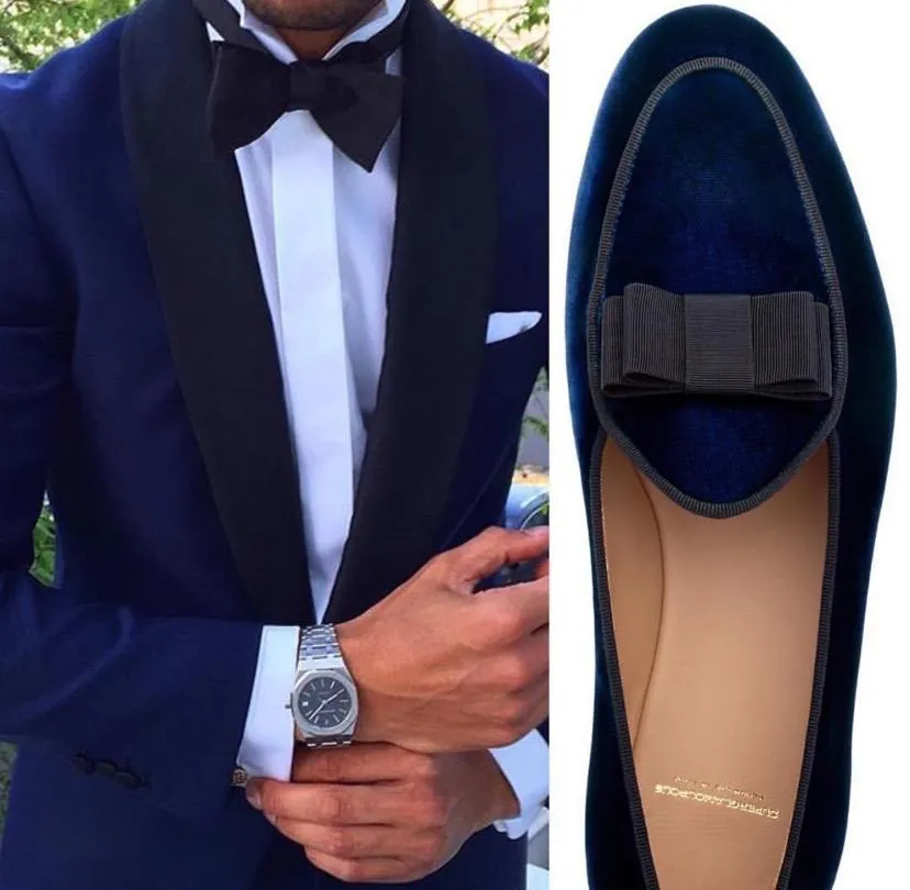 Superglamourous Velvet Bow Moccasins Men Suede Shoes Fashion Business And Partywear Loafer-JonasParamount