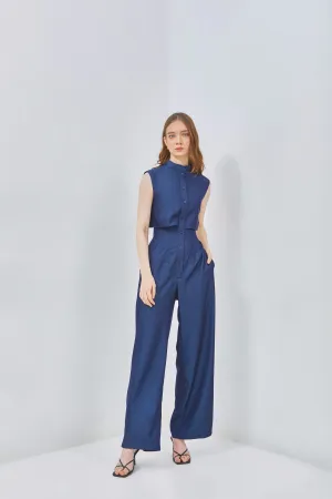 Tencel Denim Romper With Open Back