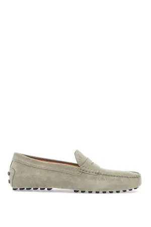 Tod'S beige suede driving moccasin for men with rubber sole