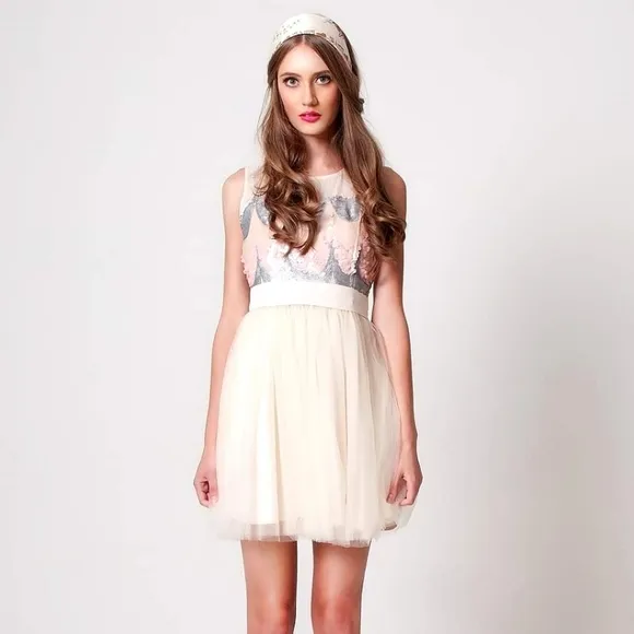 Valerie Tolosa Sweet Pea Sequin Carnation Sweetheart Neckline Princess Dress