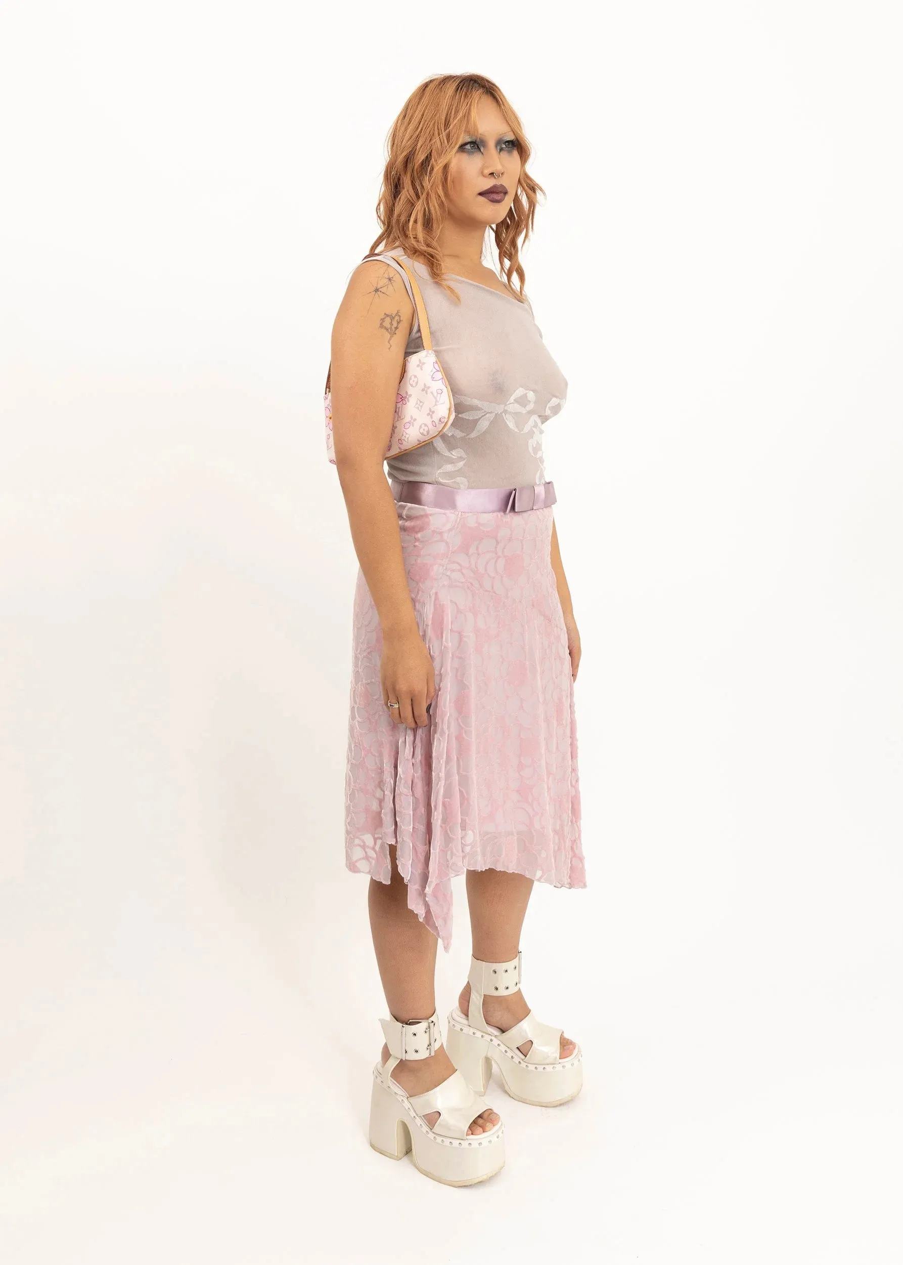 Velvet burnout floral skirt