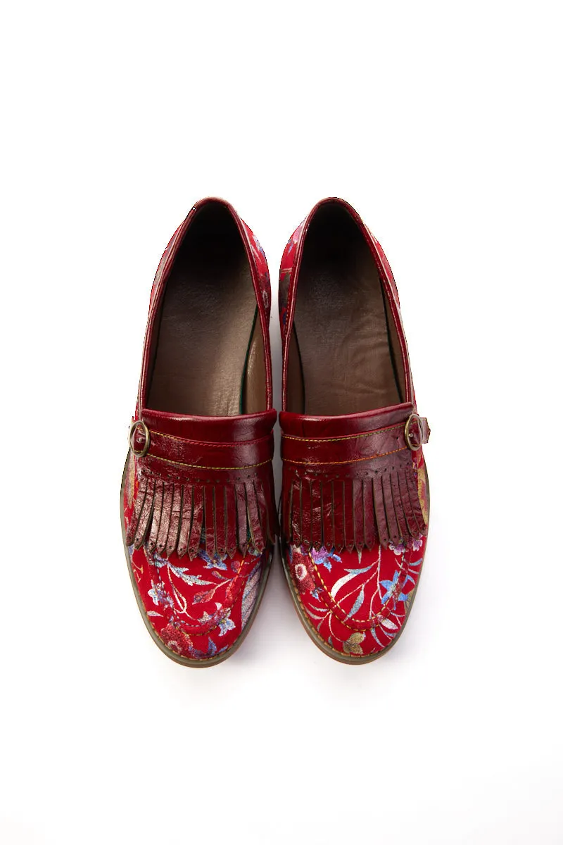 Vicconfy | Aurore Floral Print Suede Moccasin