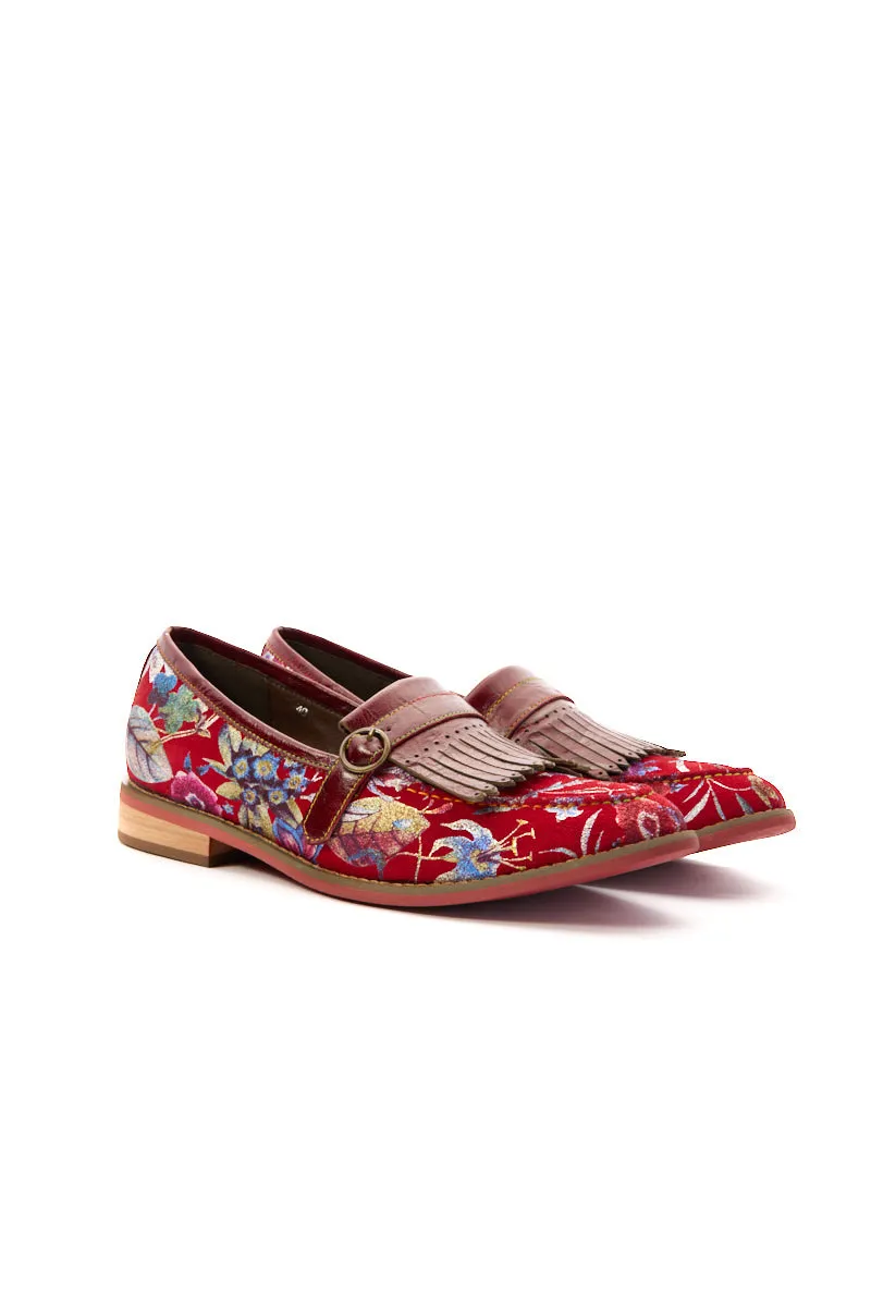 Vicconfy | Aurore Floral Print Suede Moccasin