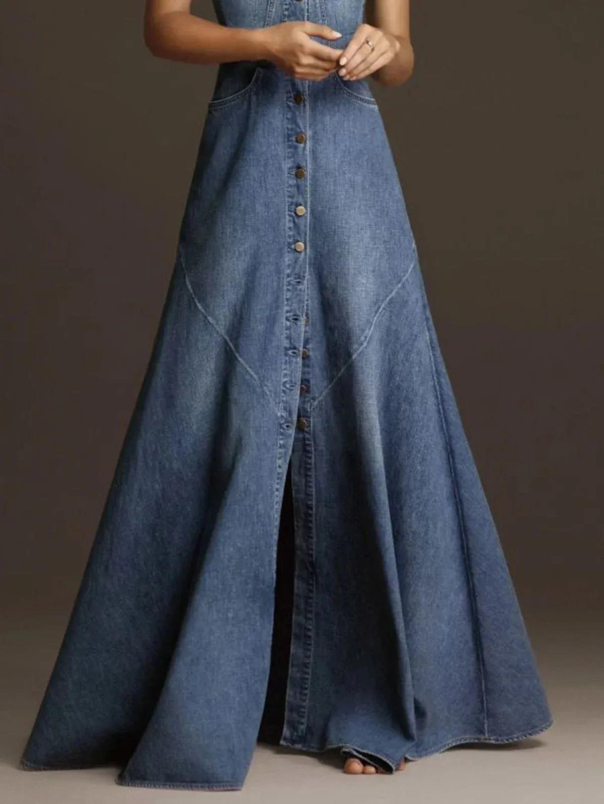 Vintage Denim Spaghetti Strap A-Line Dress