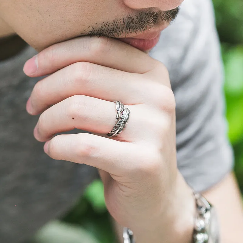 vintage Indian feather ring unisex  adjustable size bohemian