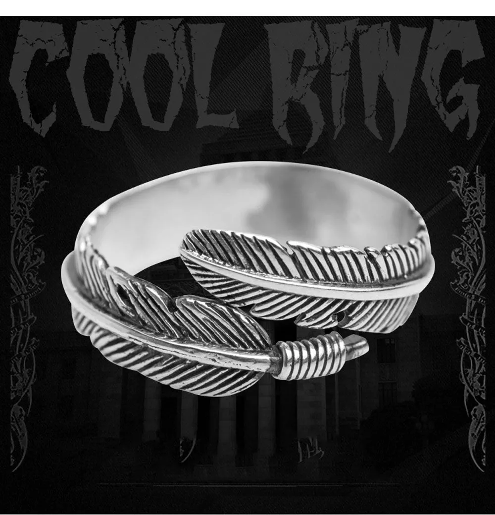 vintage Indian feather ring unisex  adjustable size bohemian