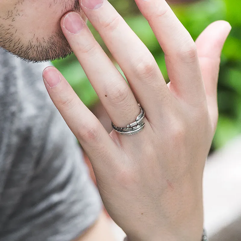 vintage Indian feather ring unisex  adjustable size bohemian