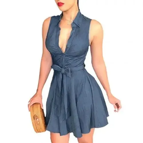 Vintage Polka Dot Mini Dress – Elegant V-Neck A-Line Dress for Women