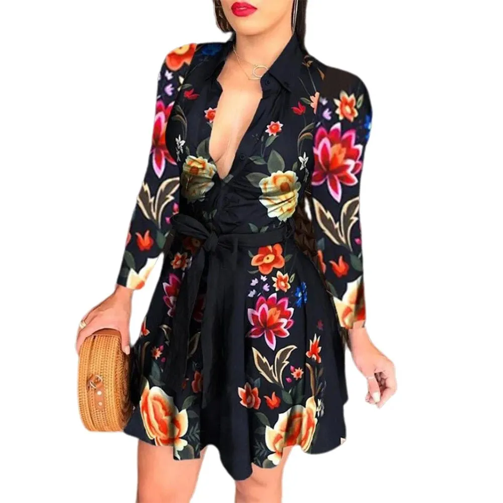 Vintage Polka Dot Mini Dress – Elegant V-Neck A-Line Dress for Women