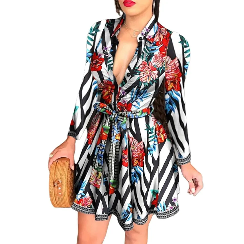 Vintage Polka Dot Mini Dress – Elegant V-Neck A-Line Dress for Women